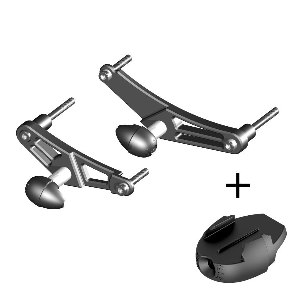 [FS-675-2006-CS-S-GPR] GBRacing Street Bullet Frame Sliders for Triumph Daytona 675 Street Triple GoPro™ Camera Mount bundle
